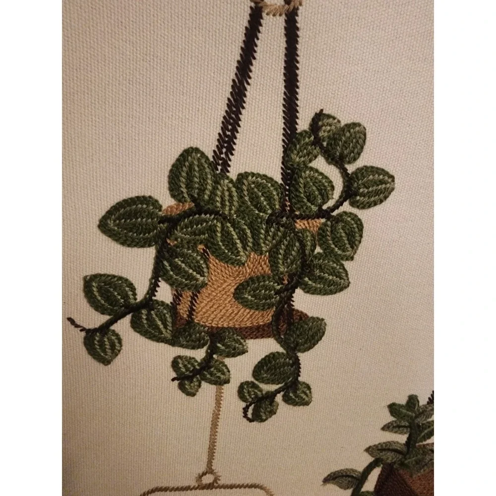BP Home Textile Embroidered Woven Potted Plant Wall Art 28x18 Inch